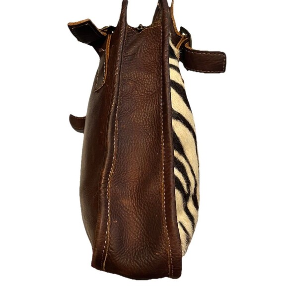 Western Hair On Cowhide Zebra Print Genuine Leather Shoulder Bag Made In USA - Picture 2 of 16